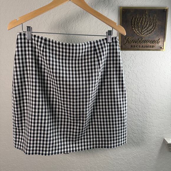 Women's Laundry by Shelli Segal Black and White GIngham Mini Skirt Size Medium - Picture 7 of 8